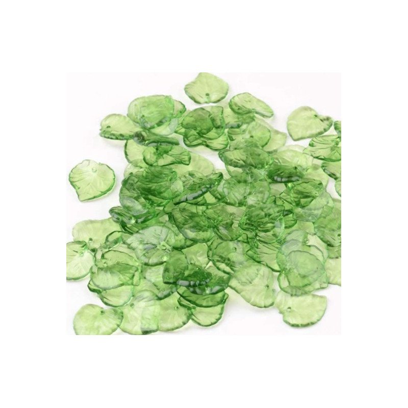 charm foglia verde trasparente in acrilico 1.5x1.5 cm