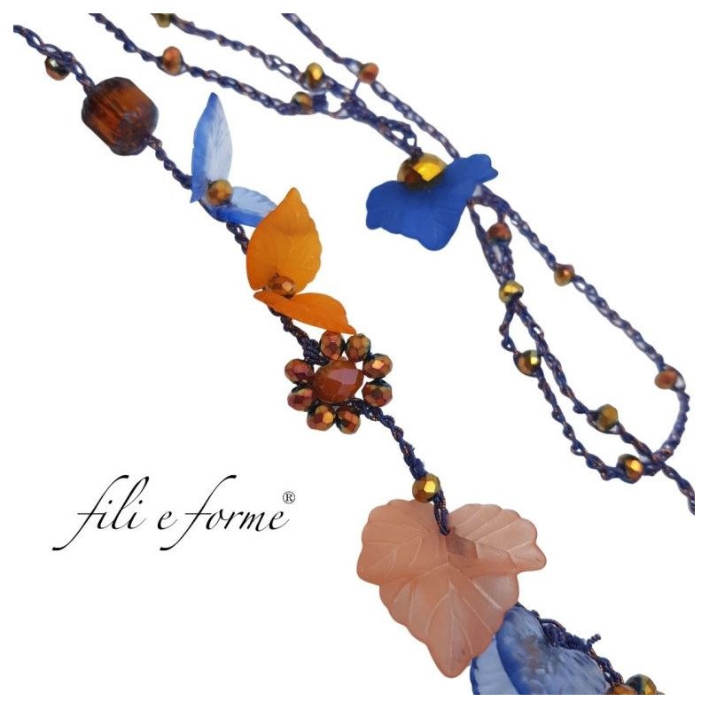 charm foglia blu trasparente in acrilico 1.5x1.5 cm