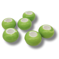 perle rondella di ceramica 14x9mm verde 1pz
