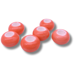 perle rondella di ceramica 14x9mm rosa corallo 1pz
