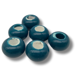 perle rondella di ceramica 14x9mm petrolio 1pz