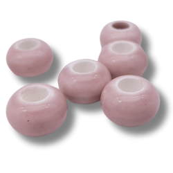 perle rondella di ceramica 14x9mm rosa cipria 1pz