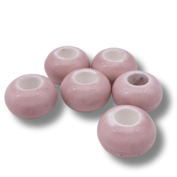 perle rondella di ceramica 14x9mm rosa cipria 1pz