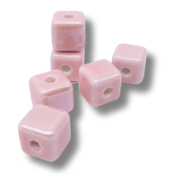 cubo di ceramica 9mm rosa baby 1pz