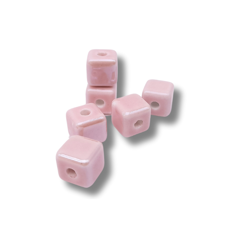 cubo di ceramica 9mm rosa baby 1pz