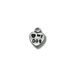 cuore I LOVE MY DOG 9mm argento