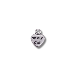cuore I LOVE MY CAT 8mm argento