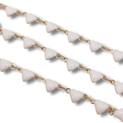 catena cuori in acciaio 5mm oro bianco
