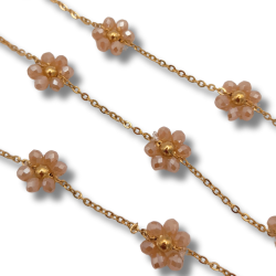 catena fiori di perline in acciaio 3.5mm oro beige
