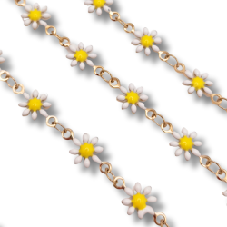 catena margherite in acciaio 5mm oro bianco 50cm