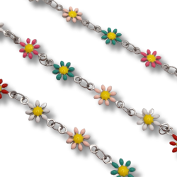 catena margherite in acciaio 5mm argento multicolor