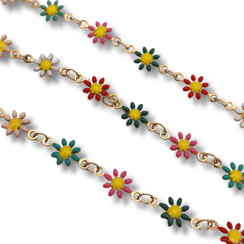 catena margherite in acciaio 5mm oro multicolor