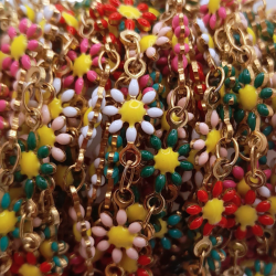 catena margherite in acciaio 5mm oro multicolor