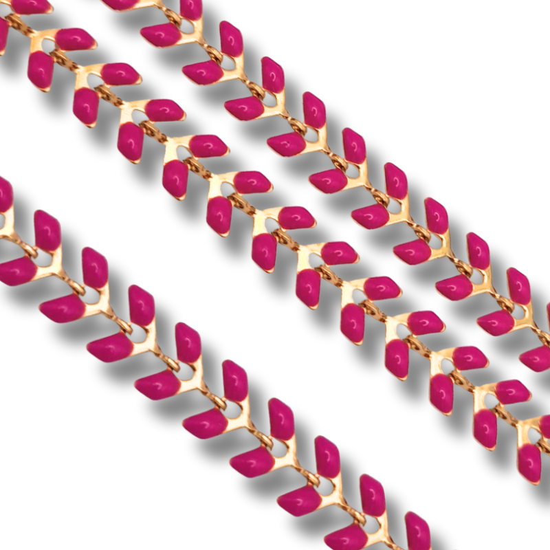 catena spiga in acciaio 5mm fucsia