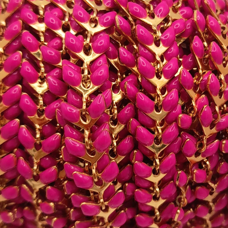 catena spiga in acciaio 5mm fucsia 50cm