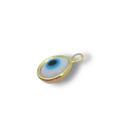 occhio di allah bianco azzurro su base oro 9mm