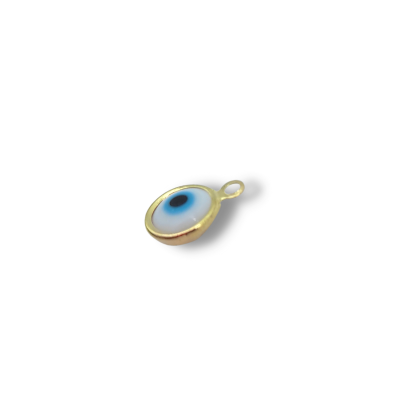 occhio di allah bianco azzurro su base oro 9mm