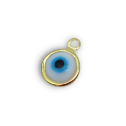occhio di allah bianco azzurro su base oro 9mm