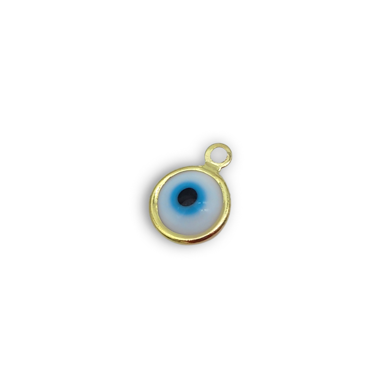 occhio di allah bianco azzurro su base oro 9mm