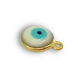 occhio di allah bianco azzurro su base oro 8mm