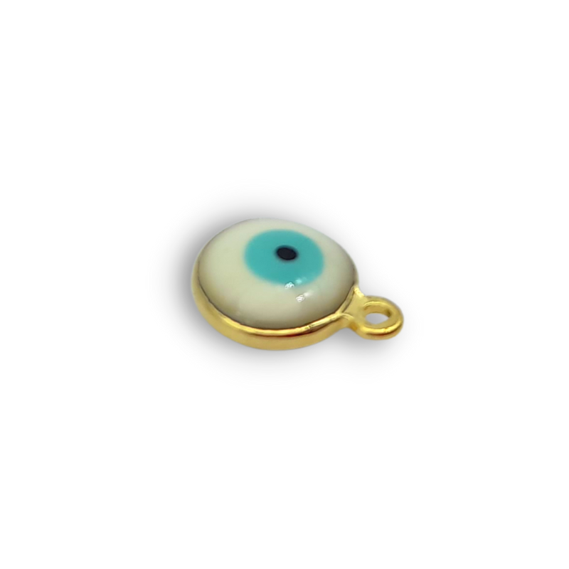 occhio di allah bianco azzurro su base oro 8mm