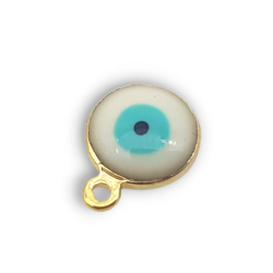 ochio di allah bianco azzurro su base oro 8mm