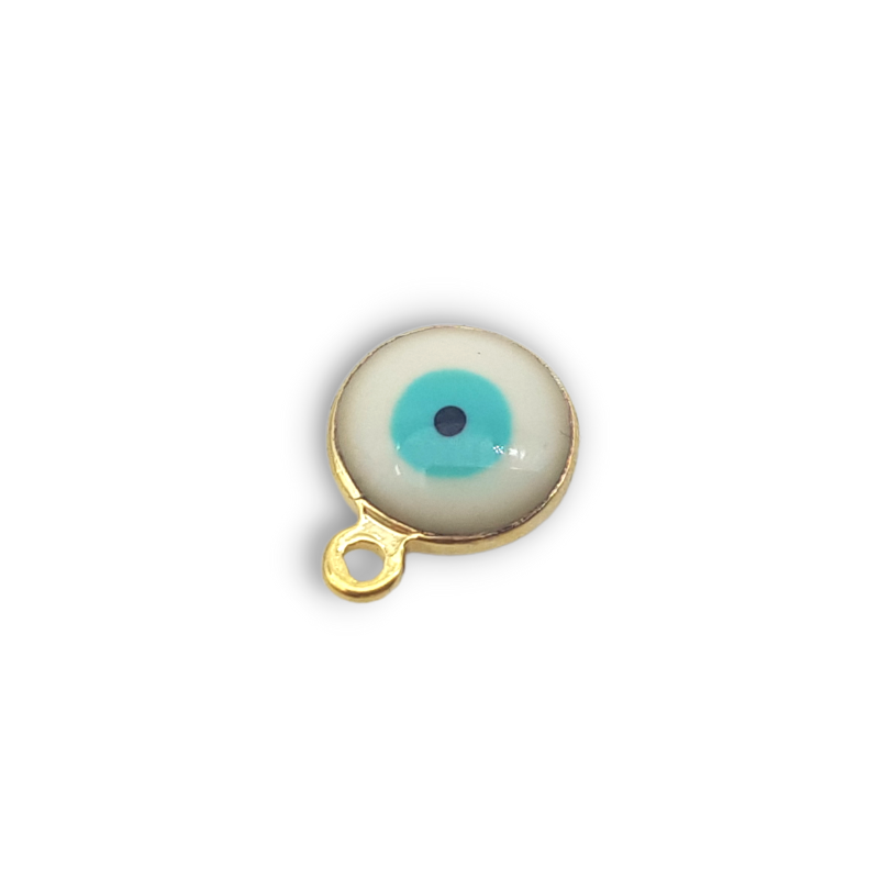 occhio di allah bianco azzurro su base oro 8mm