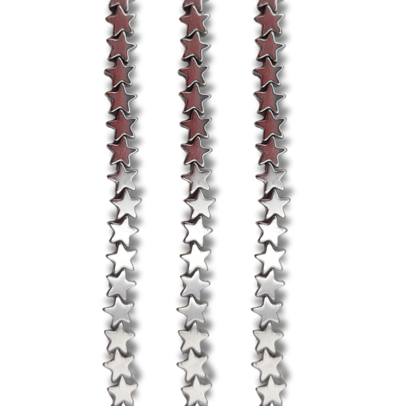 ematite stelle argento foro passante 4 mm