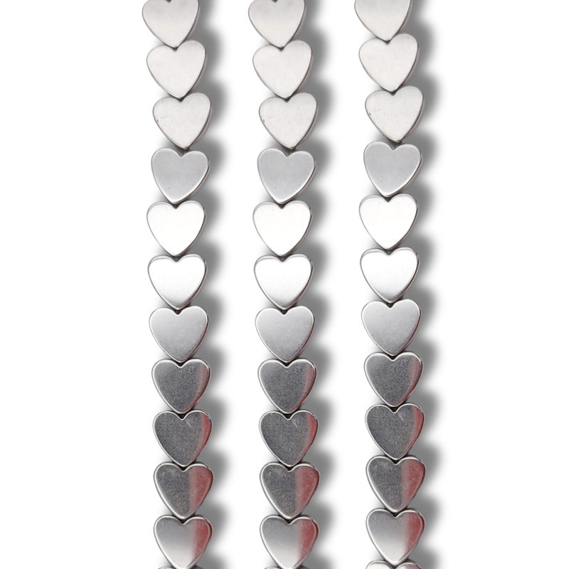 ematite cuore argento foro passante 6mm