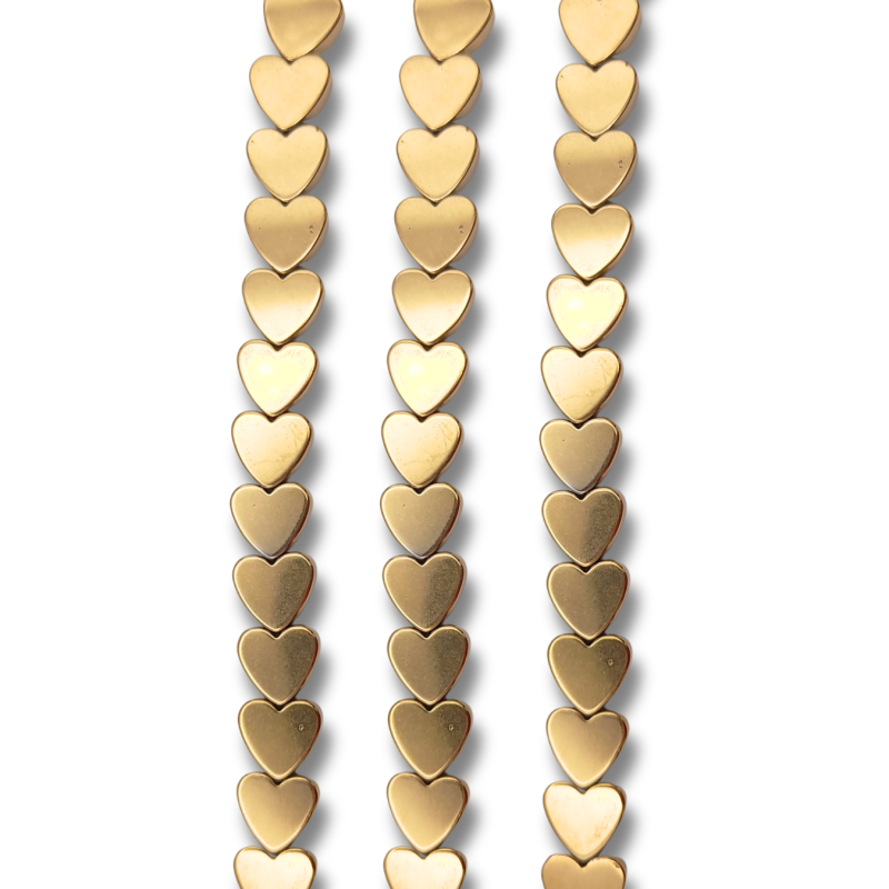 ematite cuore oro foro passante 6mm