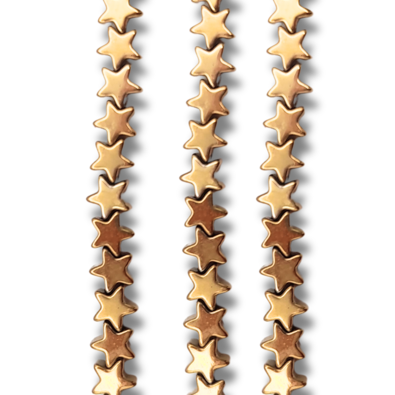 ematite stelle oro foro passante 6mm