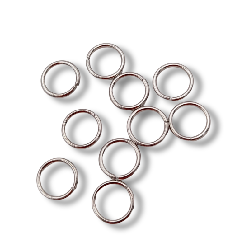 anellino in acciaio 6 mm argento10pz.