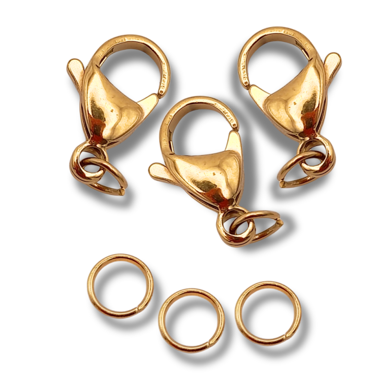 moschettone acciaio oro 15 mm 3pz.