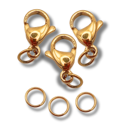 set moschettoni oro 13 mm 3 pz.
