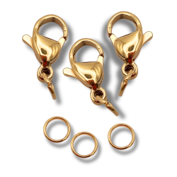 set moschettoni  acciaio oro 12 mm 3 pz.