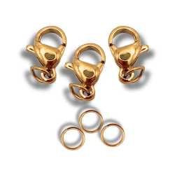 set moschettoni acciaio oro 10 mm 3 pz.