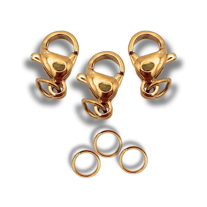 set moschettoni acciaio oro 10 mm 3 pz.