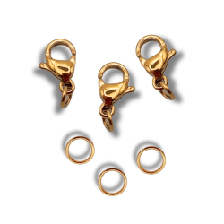 set moschettoni acciaio oro 9 mm 3 pz.