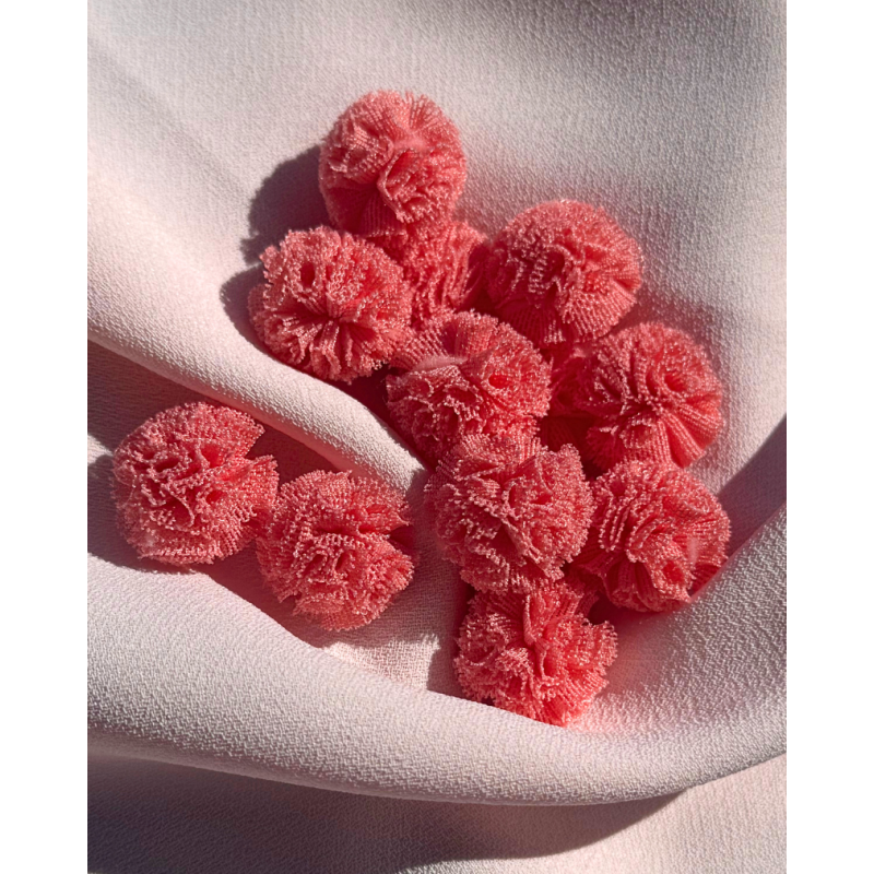 pompon in tulle rosa scuro 20 mm