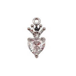 charm cuore con corona argento