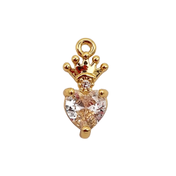 charm cuore con corona oro