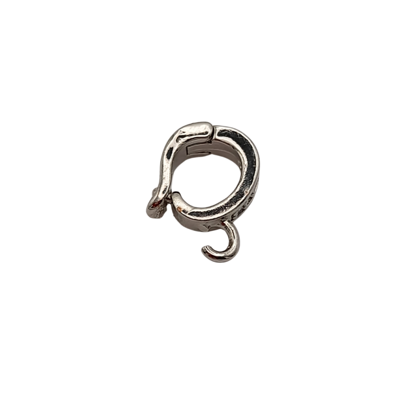 Moschettone argento con strass 10mm