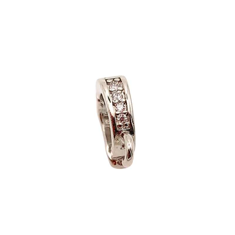 Moschettone argento con strass 10mm