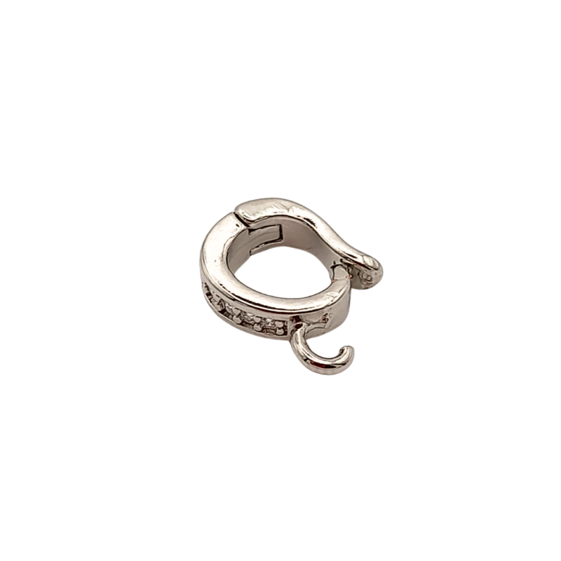 Moschettone argento con strass 10mm