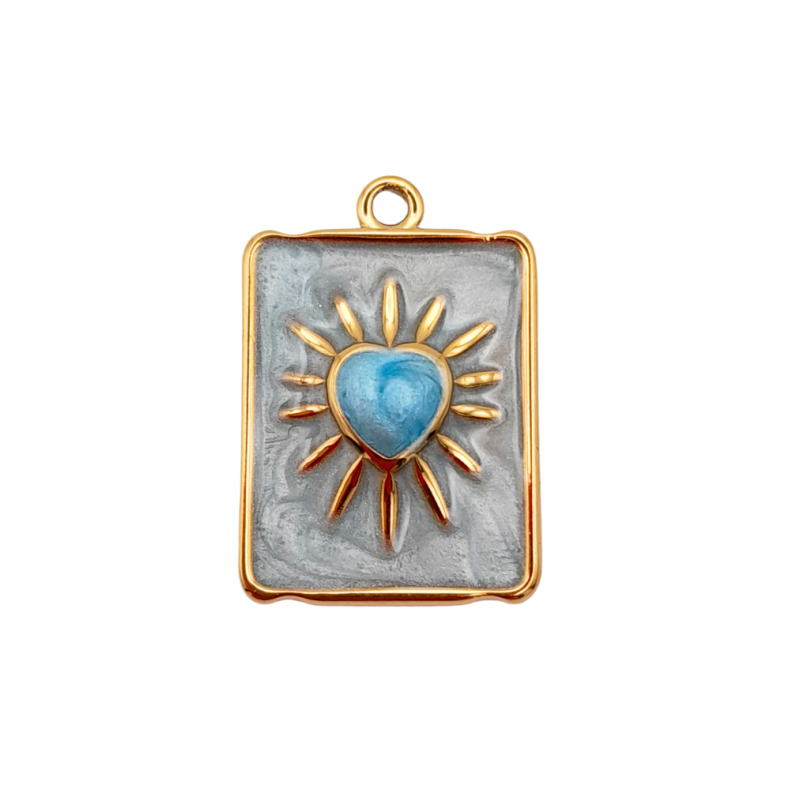 charm medaglietta sole celeste