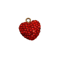 charm cuore strass in acciaio