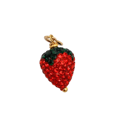 charm fragola strass in acciaio