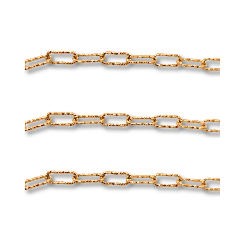 catena con finitura diamantata in acciaio color oro