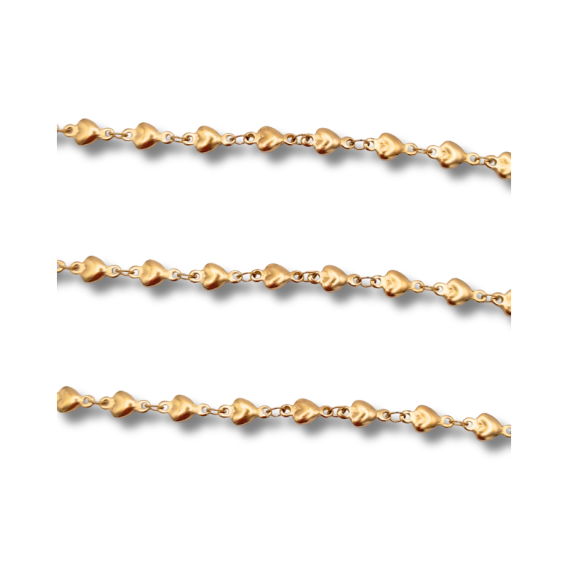 catena cuoricini in acciaio color oro
