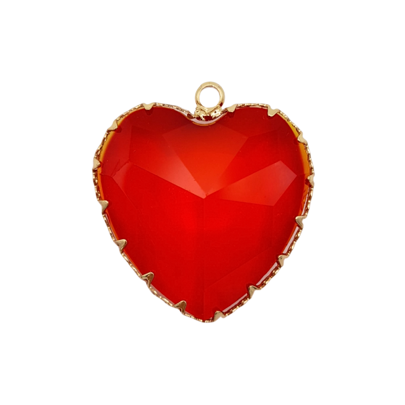 ciondolo cuore in vetro rosso 30mm
